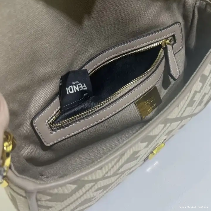 Cheap HOT Bag FF In Motif Grey Medium Fendi Canvas Baguette 0515